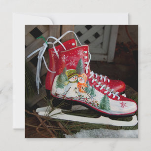 Holiday Iceskates with Snowman Design Card