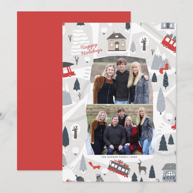 Holiday in the City Christmas 2 Photo Flat Card (Front/Back)