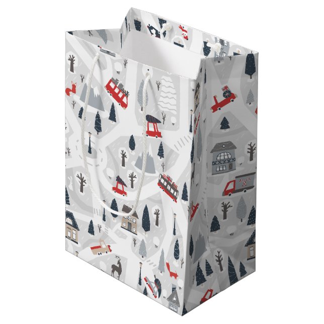 Holiday in the City Christmas Medium Gift Bag (Front Angled)