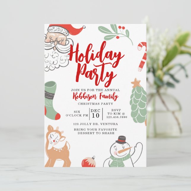 Holiday Invitation, Holiday Party, Christmas Party Invitation (Standing Front)
