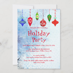 Holiday Invitation with Christmas Ornaments