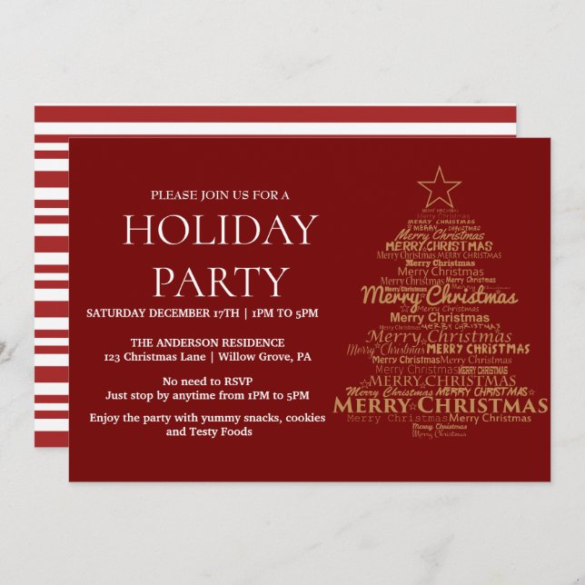 Holiday Invitation with Christmas Ornaments (Front/Back)