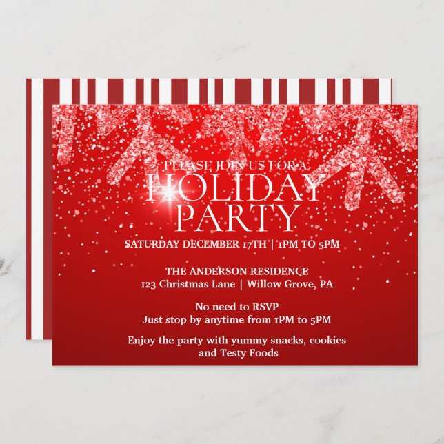 Holiday Invitation with Christmas Ornaments (Front/Back)