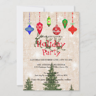 Holiday Invitation with Christmas Ornaments
