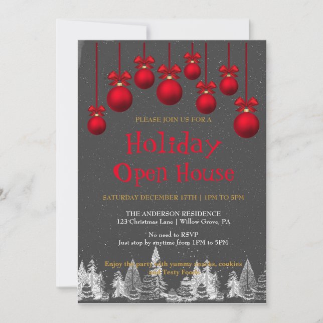 Holiday Invitation with Christmas Ornaments (Front)