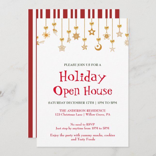 Holiday Invitation with Christmas Ornaments (Front/Back)