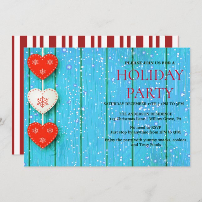 Holiday Invitation with Christmas Ornaments (Front/Back)