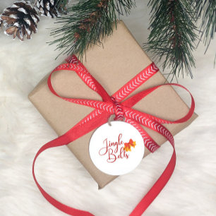 Holiday Jingle Bells Christmas Red Custom Favour Tags