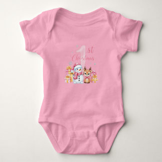 Holiday Joy – Baby Girl’s First Christmas Out Baby Bodysuit
