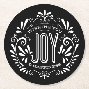 HOLIDAY JOY CHALKBOARD STYLE COASTERS