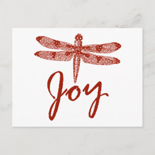 Holiday Joy Dragonfly Postcard