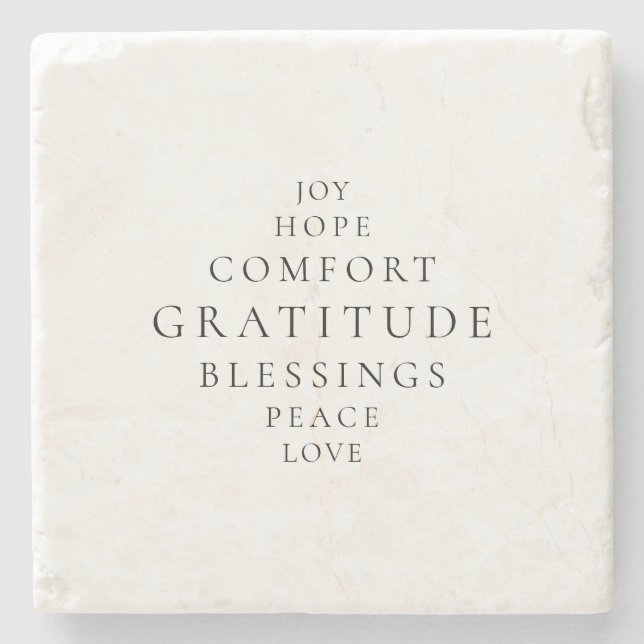 Holiday Joy Hope Peace Love Gratitude Stone Coaster (Front)