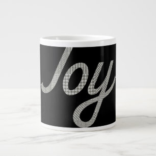 Holiday Joy Houndstooth Pattern On Black Large Coffee Mug