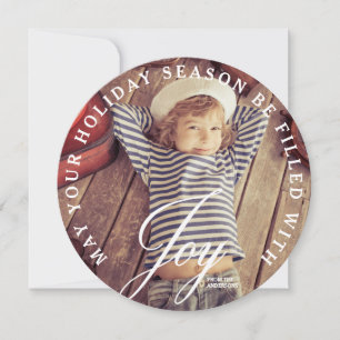 Holiday Joy   Round Modern Merry Christmas Card