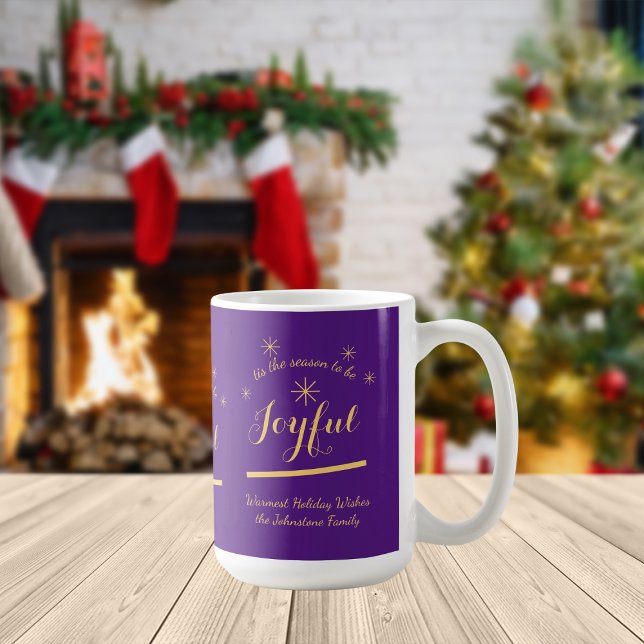 Holiday Joy - 'tis the Season to be Joyful' Purple Coffee Mug (Help create more Joy this holiday season. Give this cheerful purple mug with a warm holiday message.)