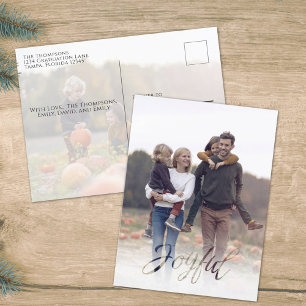 Holiday Joyful Elegant Snowflake Winter 2 Photo Postcard