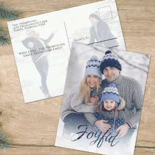 Holiday Joyful Navy Blue Snowflake Winter 2 Photo