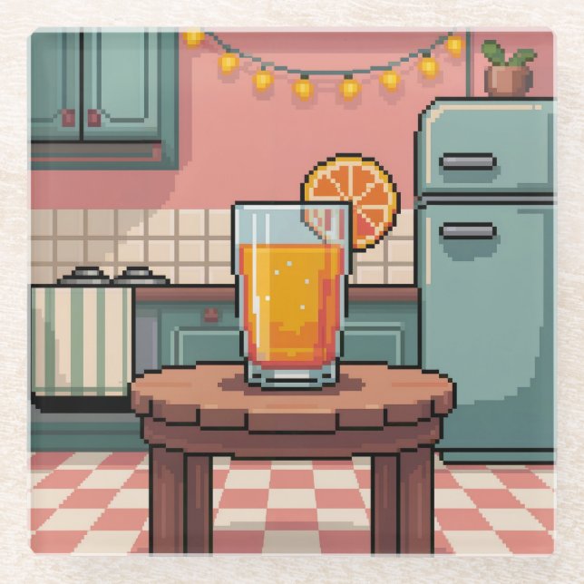 Holiday Juice Pixel Art Coaster (Front)