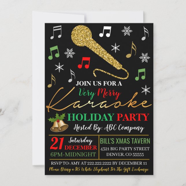 Holiday Karaoke Party Invitation (Front)