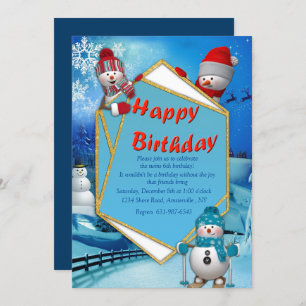Holiday Kids Snowman Party Invitation