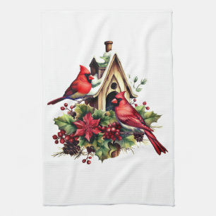 Holiday Kitchen Towel-Cardinal Tea Towel