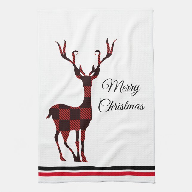 Holiday Kitchen Towel-Deer Tea Towel (Vertical)