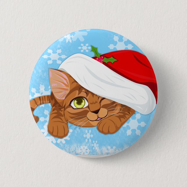 Holiday Kitten 6 Cm Round Badge (Front)