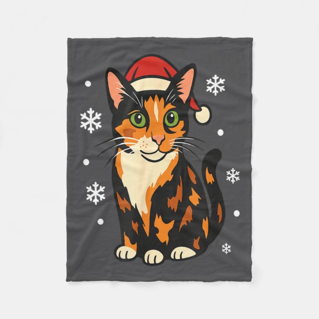 Holiday Kitten Cute Christmas Cat Design Uni  Fleece Blanket (Front)