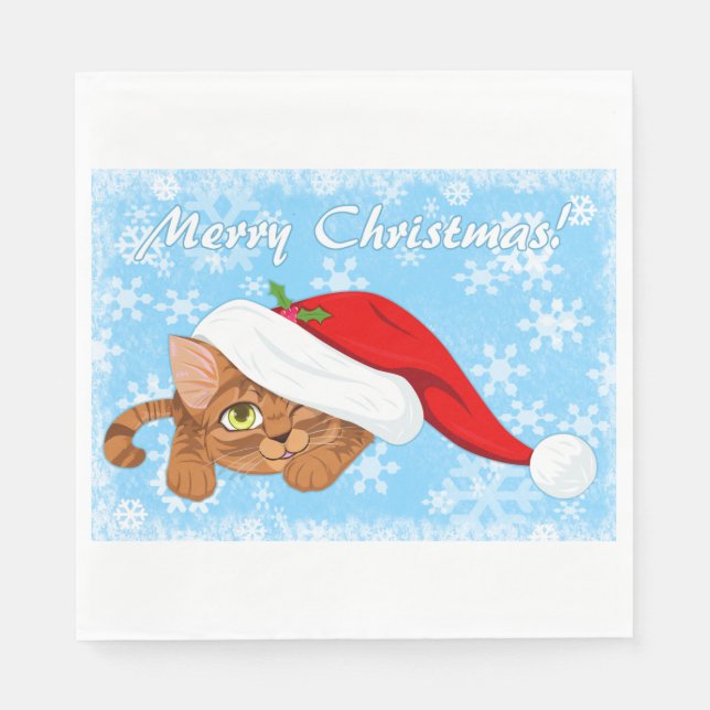 Holiday Kitten Napkin (Front)