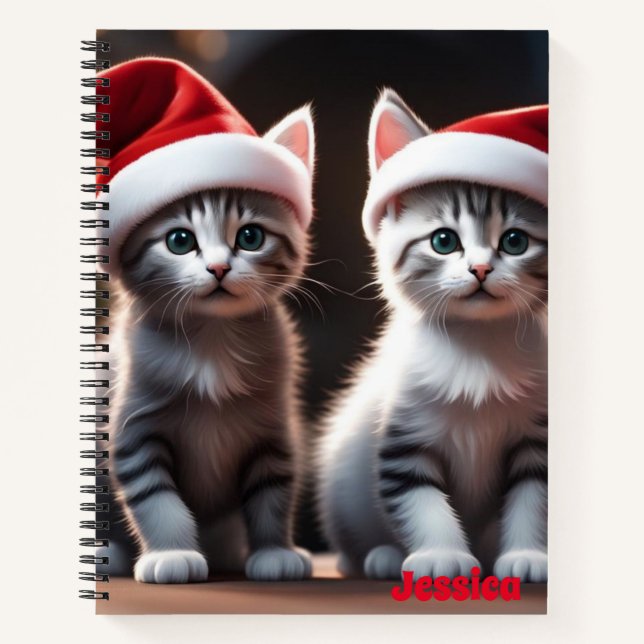 Holiday Kitten Spiral Notebook (Front)