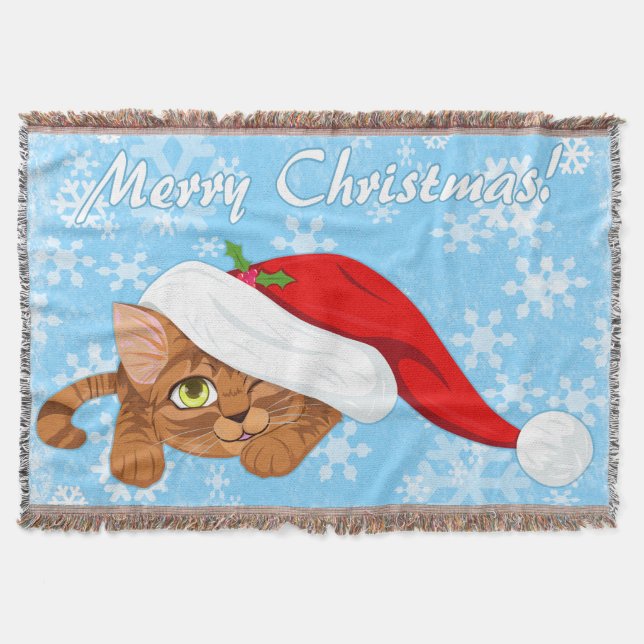 Holiday Kitten Throw Blanket (Front)