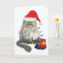 Holiday Kitty ~ 5" x 7" Folded Greeting Card