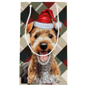 Holiday Lakeland Terrier Dog Fun Plaid Christmas Small Gift Bag