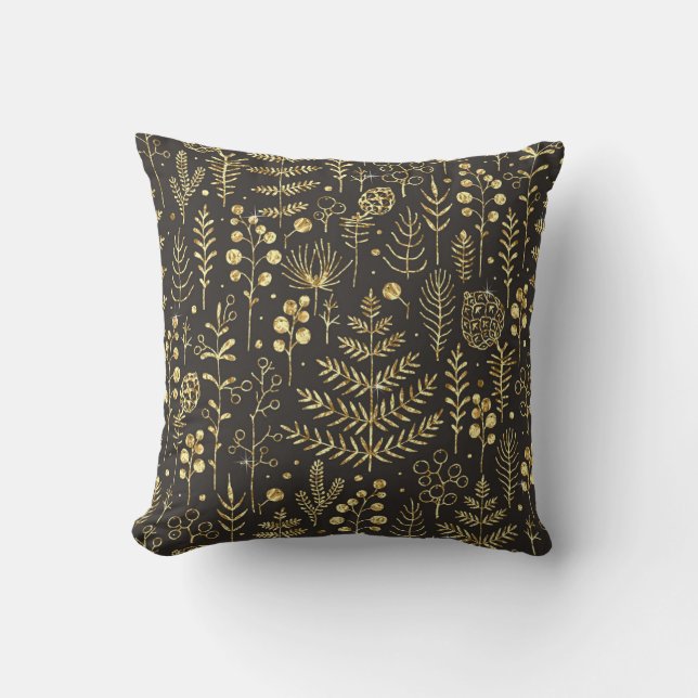 Holiday Leaves: Vintage Pine Cone Pattern Cushion (Front)