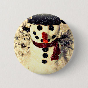 Holiday Let it Snow Adorable Snowman 6 Cm Round Badge