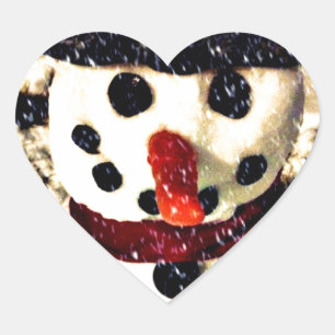 Holiday Let it Snow Adorable Snowman Heart Sticker