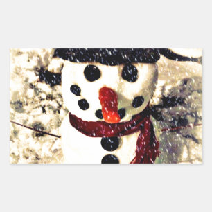 Holiday Let it Snow Adorable Snowman Rectangular Sticker