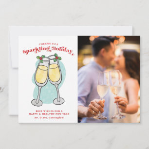 Holiday Letter Champagne Cheers Photo