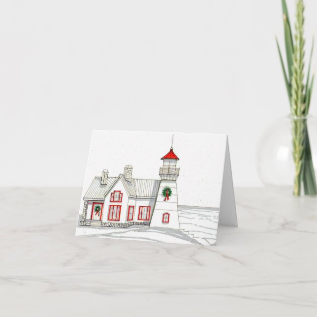 Holiday Lighthouse Cheer Card (Front)