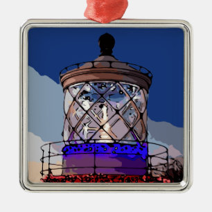 HOLIDAY LIGHTHOUSE METAL ORNAMENT