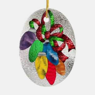 Holiday Lights in Stained Glass Ceramic Tree Decoration