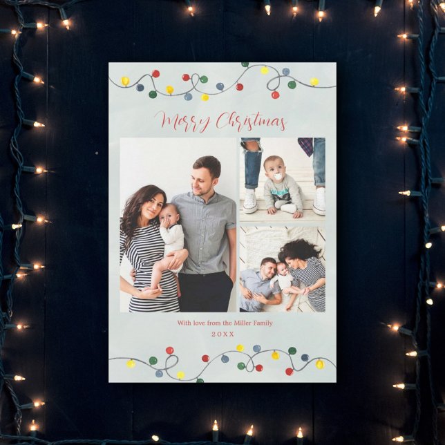 Holiday Lights Merry Christmas Family Photo Card (Creator Uploaded)