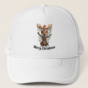 Holiday Lights Moose Trucker Hat