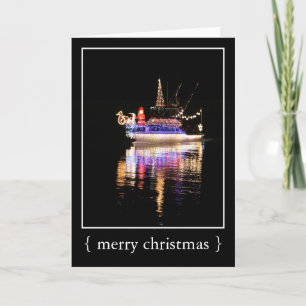 Holiday Lights on a Boat Merry Christmas Card