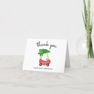 Holiday Little Red Car Baby Shower Thank You Card