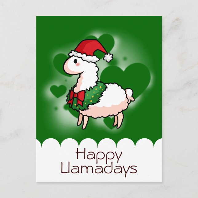 Holiday Llama Elf Postcard (Front)