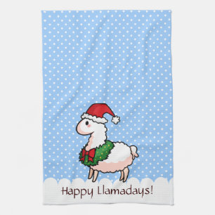 Holiday Llama Elf Tea Towel
