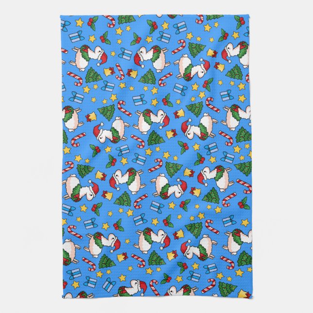 Holiday Llama Madness Tea Towel (Vertical)