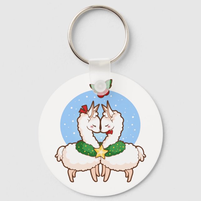 Holiday Love Llamas Key Ring (Front)