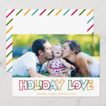 Holiday Love Merry & Bright Christmas Photo card